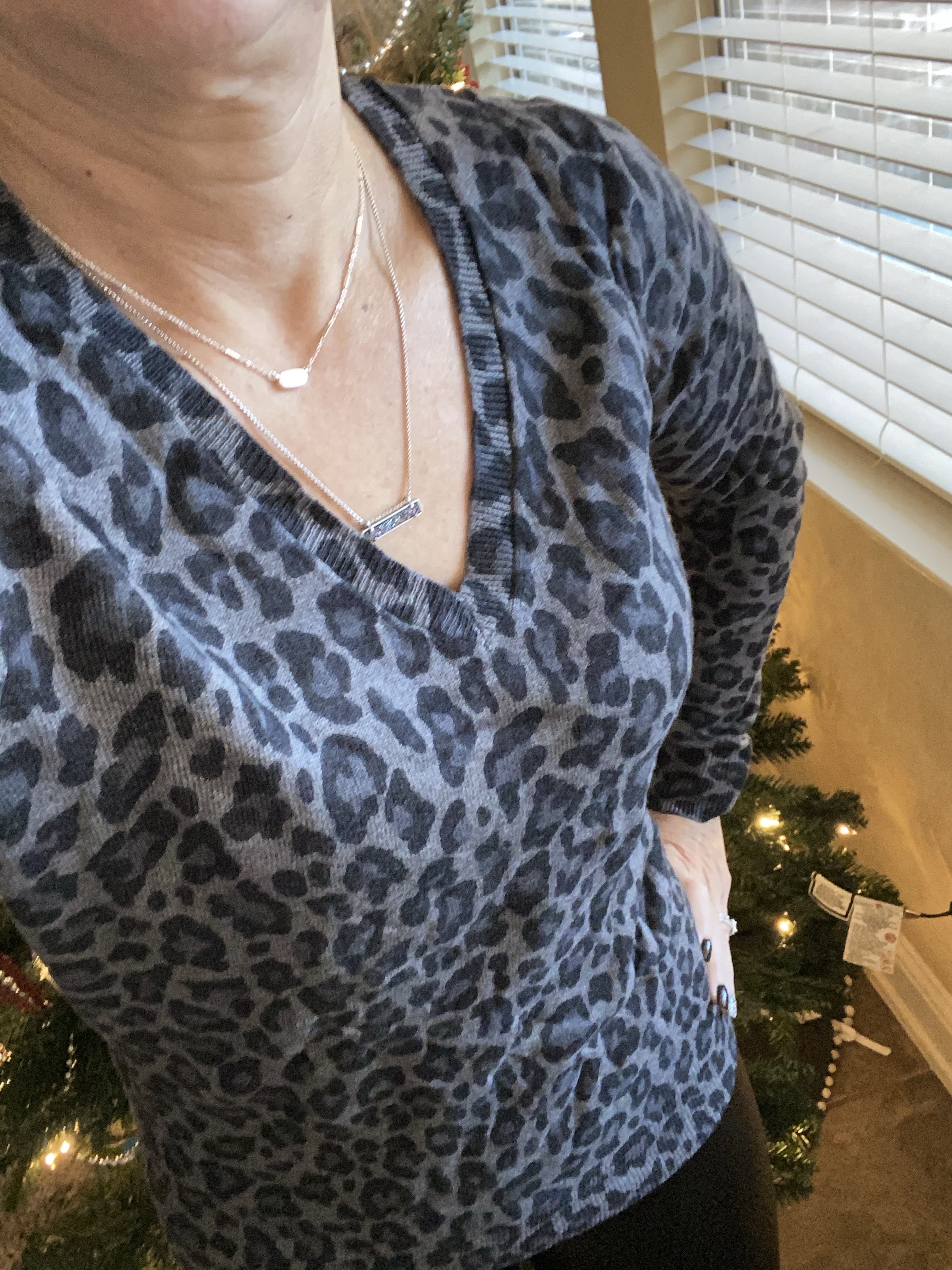 Gray leopard print sweater